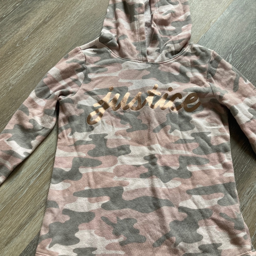Justice pink and grey Camo hoodie
